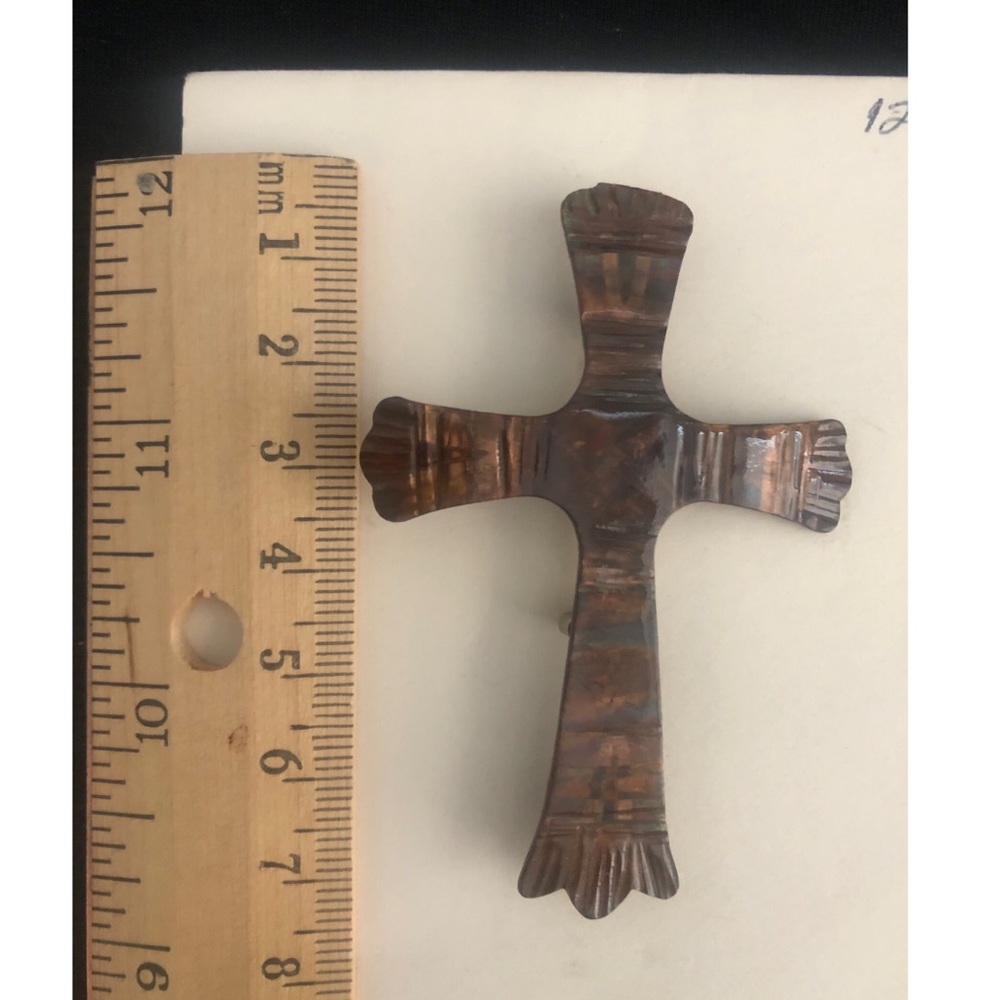 Copper Cross Brooch/Pin - Picture 5 of 5